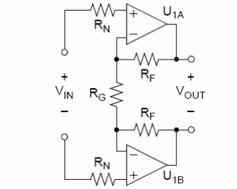 Figura 5 - Amplificador de instrumentación con dos amplificadores operativos.
