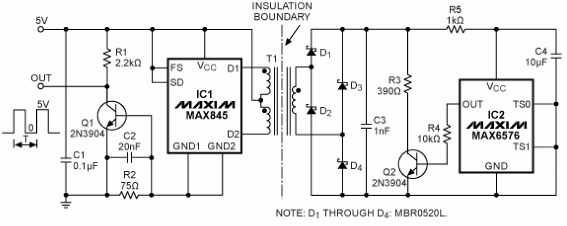 Figura 1 - Circuito del sensor aislado de temperatura.
