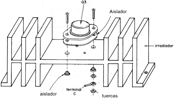 Figura 7 - Montaje del transistor en el disipador

