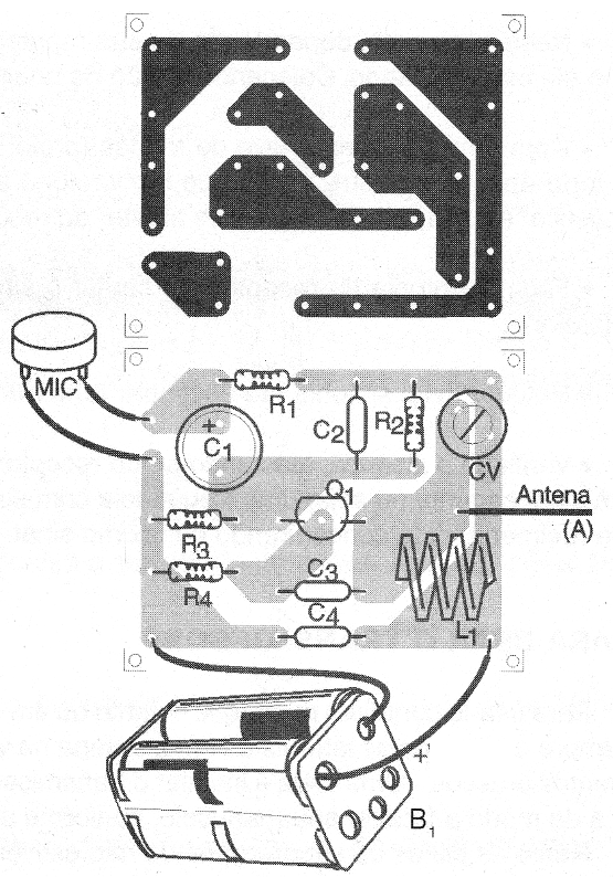 Figura 3 - Placa de circuito impreso y disposición de los componentes para el montaje del Transnew-2.
