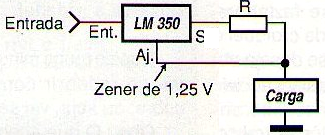 Figura 1 – Uso de un LM350 como regulador actual.
