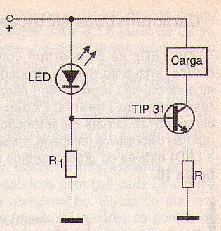 Figura 18 - Fuente de corriente constante utilizando un LED como referencia de tensión.
