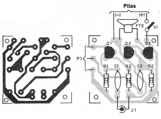 Figura 5 - Placa de circuito impreso para la versión con transistores
