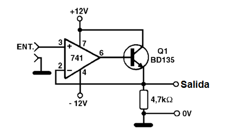 Figura 34 -   Paso de potencia utilizando un transistor NPN
