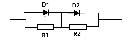    Figura 26 – Uso de los resistores para distribuir la tensión en los diodos de serie
