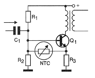 Figura 23 - Usando un NTC para estabilizar térmicamente un paso de salida transistorizada.
