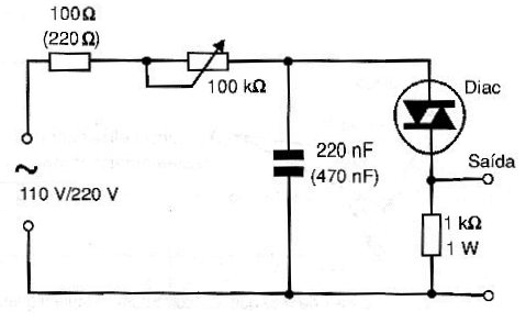 Figura 17 – Disparador con retardo de fase usando DIAC
