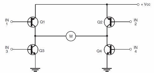 Figura 4 - Puente completo utilizando cuatro transistores bipolares
