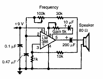 Oscilador de potencia LM386 
