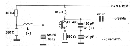 Oscilador hasta 65 MHz (1 transistor) 
