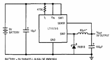 Convertidor de 9 V a 5 V LT1175 
