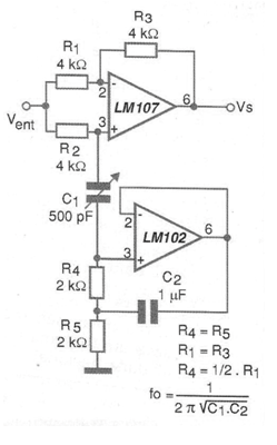 Filtro sintonizado de rechazo de banda LM107 
