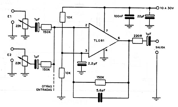 Mixer TL081 (Mezclador TL081)
