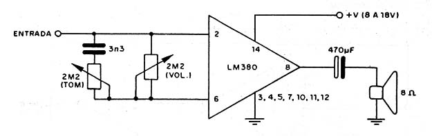 Microamplificador LM380

