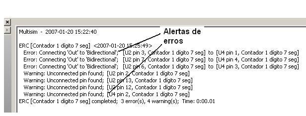 Figura 17 - Informe de fallos para el circuito de la figura 16.
Figura 17 - Informe de fallos para el circuito de la figura 16.