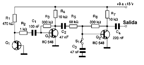 Figura 97 – Un generador de ruido - Q1 puede ser de cualquier tipo.
