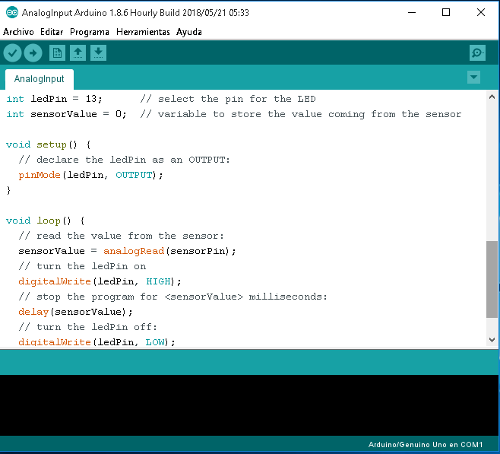 Figura 2. IDE de Arduino Uno
