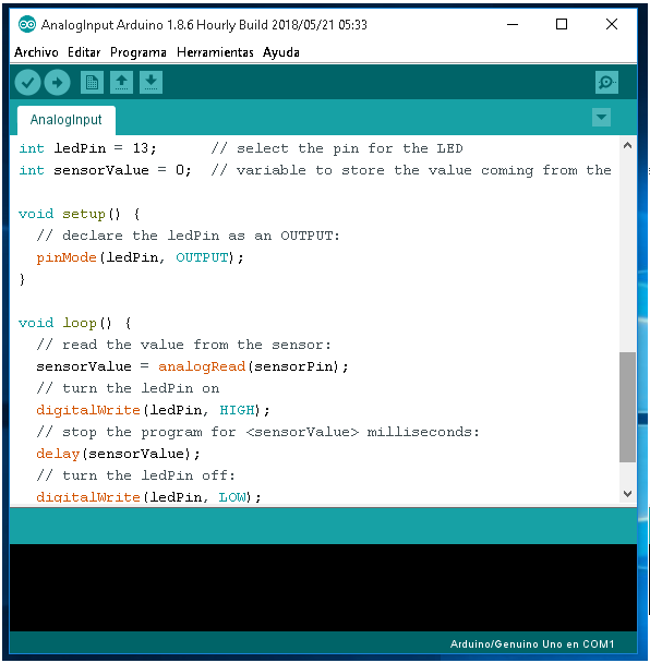 Figura 2. IDE de Arduino Uno
