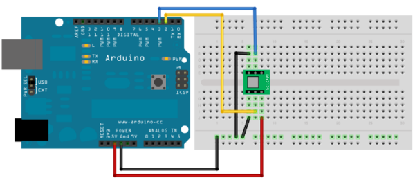 Figura 28. Montaje en protoboard del MEMSIC 2125
