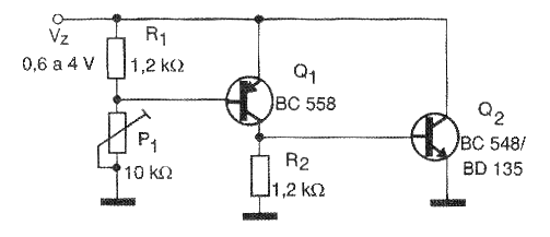 Figura 1 - Circuito del zener ajustable.
Figura 1 - Circuito del zener ajustable.