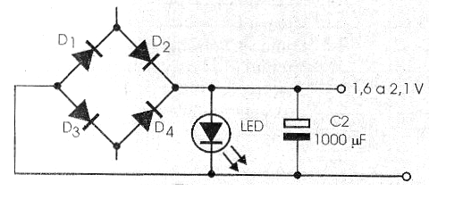 Figura 2 - Uso de un LED como referencia de tensión.
Figura 2 - Uso de un LED como referencia de tensión.
