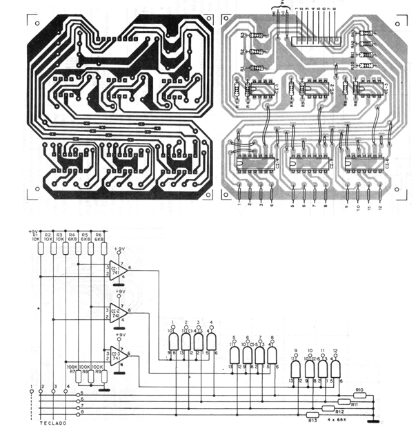 Figura 11 - Circuito de teclado de 12 teclas
Figura 11 - Circuito de teclado de 12 teclas