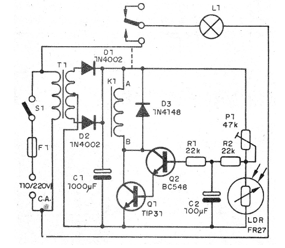 Figura 2 - Diagrama del interruptor crepuscular
Figura 2 - Diagrama del interruptor crepuscular