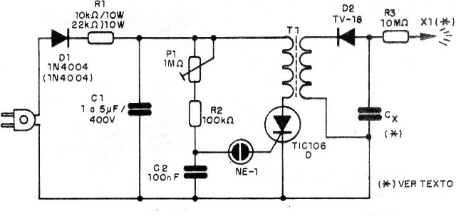 Figura 2: un generador de alto tensión con una bobina de encendido
Figura 2: un generador de alto tensión con una bobina de encendido