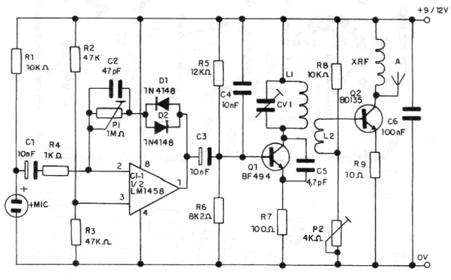 Figura 1 - Diagrama del transmisor espía
Figura 1 - Diagrama del transmisor espía