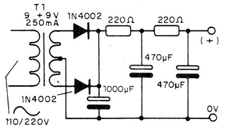 Figura 4 - Fuente de alimentación simple para el circuito
