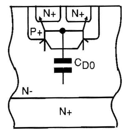 Figura 4a - Transistores parásitos NPN en un MOSFET
Figura 4a - Transistores parásitos NPN en un MOSFET