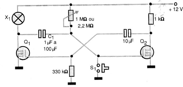    Figura 14 - Monoestable para lámpara de 12 V
