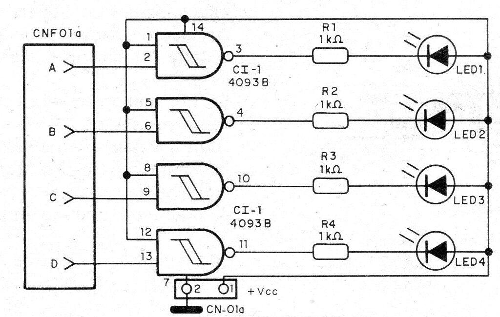    Figura 8 - Circuito indicador de accionamiento con LEDs
