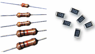 Figura 48 – Resistores de carbono de baja disipación y resistores SMD (Los resistores SMD están con sus tallas extendidas)
