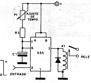 Monoestable 555 en la configuración usada en el control remoto, mostrando el ajuste de tiempo.
Monoestable 555 en la configuración usada en el control remoto, mostrando el ajuste de tiempo.