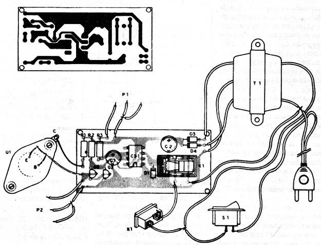 Placa de circuito impreso y detalle de la preparación del sensor a partir del transistor de potencia.
Placa de circuito impreso y detalle de la preparación del sensor a partir del transistor de potencia.