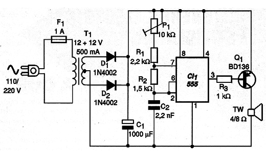 Figura 2 – diagrama repelente ultrasónico completo.
