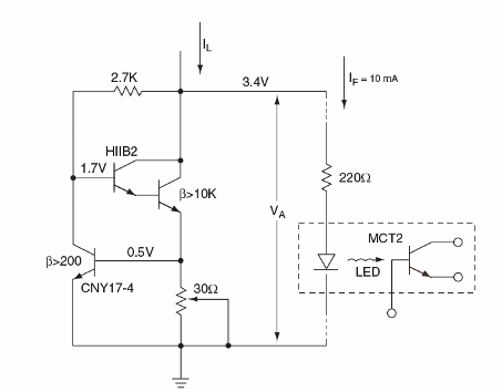 Figura 6 - Fuente de corriente constante para sensor óptico
Figura 6 - Fuente de corriente constante para sensor óptico