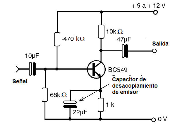 Figura 35 – Desacoplar el emisor de transistores
Figura 35 – Desacoplar el emisor de transistores