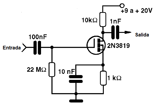 Figura 29 – Amplificador con MOSFET
Figura 29 – Amplificador con MOSFET
