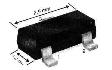 Figura 28 – Transistor SMD en cubierta SOT23
Figura 28 – Transistor SMD en cubierta SOT23