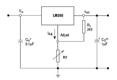 Figura 9 – Circuito de aplicación LM350                                       

