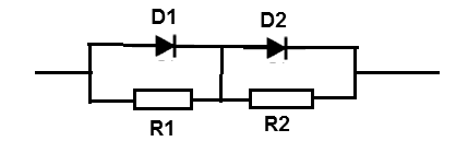    Figura 26 – Uso de los resistores para distribuir la tensión en los diodos de serie
