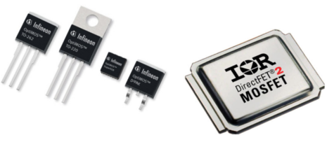 Figura 17 – Cubiertas para MOSFETs de la serie OptMOS de la Infineon y un MOSFET con cubierta metálico de International Rectifier Figura 17 – Cubiertas para MOSFETs de la serie OptMOS de la Infineon y un MOSFET con cubierta metálico de International Rectifier