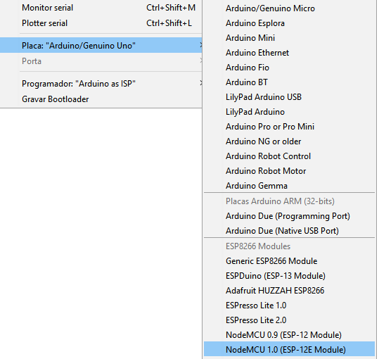 Figura 5 - Selección de la tarjeta NodeMCU
