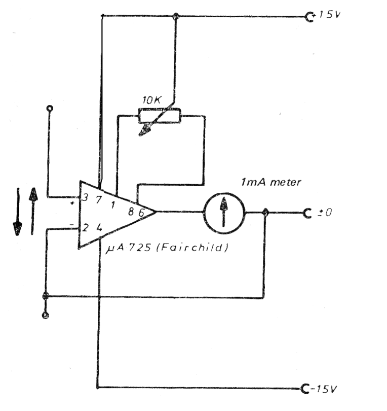 Nanoamperímetro DC con el 741
Nanoamperímetro DC con el 741