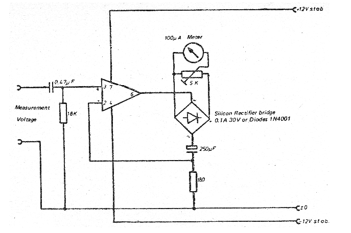 Voltímetro de escala lineal DC con el 741
Voltímetro de escala lineal DC con el 741