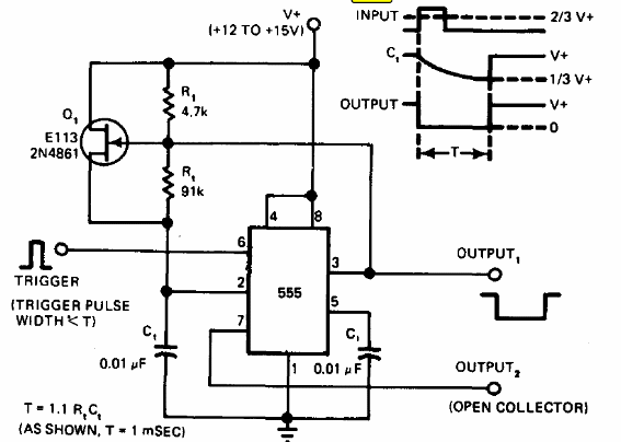 Monoestable 555 con Salida Negativa
Monoestable 555 con Salida Negativa