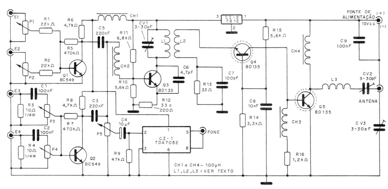Potente transmisor FM con mezclador
Potente transmisor FM con mezclador