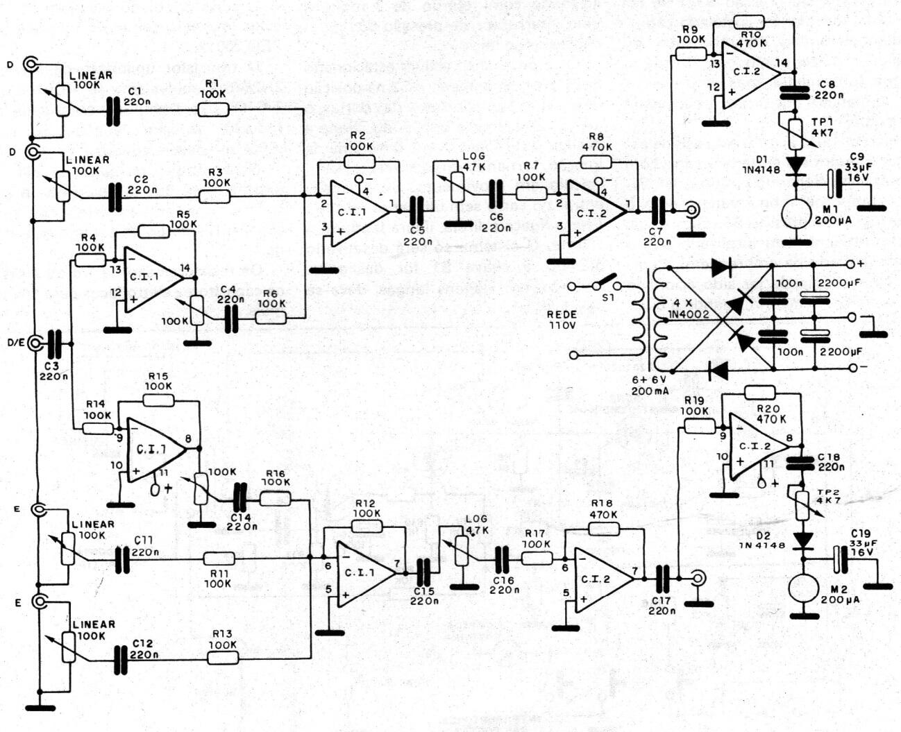 Mezclador estéreo de dos entradas
Mezclador estéreo de dos entradas
